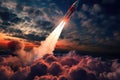 Rocket Launch with Satellite in Night Sky - Spectacular Space Mission Exploration Concept