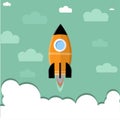 Rocket launch, ship.vector illustration concept of business. Royalty Free Stock Photo