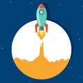 Rocket launch.Rocket ship.rocket vector, illustration concept of business launch product on a market. Royalty Free Stock Photo
