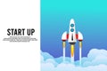 Rocket launch in the sky, cloud, smoke clouds, space. Space ship. interstellar travels. Business concept. Start up Royalty Free Stock Photo