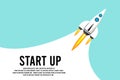 Rocket launch in the sky, space. Space ship. interstellar travels. Business concept. Start up template. background Royalty Free Stock Photo