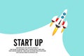 Rocket launch in the sky, space. Space ship. interstellar travels. Business concept. Start up template. background Royalty Free Stock Photo