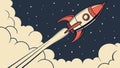 Rocket Launch into Space Vector Art, vector design Generative AI Royalty Free Stock Photo