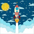 Rocket launch in space vector background Royalty Free Stock Photo