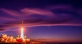 Rocket Launch Spacecraft Ascent at Night, Space Exploration Royalty Free Stock Photo