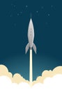 Rocket launch. Spaceflight, spacecraft, spaceship vector illustration