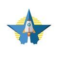 Rocket launch star symbol vector, business communication concept