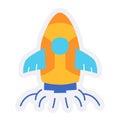 Rocket launch startup spaceship begin start single isolated icon with sticker outline cut style