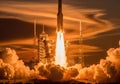 Rocket launch at sunset Royalty Free Stock Photo