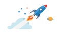 Rocket Launch to Space, Startup Innovation Business Concept - vector design Generative AI Royalty Free Stock Photo