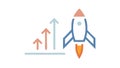 Rocket Launch Upward Growth, Startup Business Success Icon, vector design Generative AI Royalty Free Stock Photo