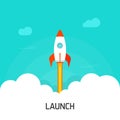 Rocket launch vector illustration, concept of business project start-up Royalty Free Stock Photo