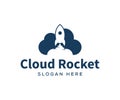 Rocket Launch Vector Logo. Cloud Rocket Logo Design Template Royalty Free Stock Photo