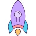 Rocket launch vector ship start icon illustration