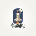 rocket launch vintage badge logo template vector illustration design Royalty Free Stock Photo