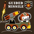 Military equipment with funny soldier cartoon