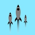 Rocket launches in space flying. rocket icon