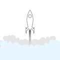 Rocket launches in space flying. rocket icon