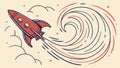 Rocket Launching with Dynamic Trails, Space Exploration, vector design Generative AI Royalty Free Stock Photo
