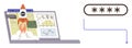 Project Launch with Rocket and Secure Password Concept on Digital Dashboard and Graphs Royalty Free Stock Photo