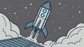 Rocket Launching from Lunar Surface to Space, vector design Generative AI Royalty Free Stock Photo