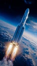 A rocket launching into the sky above the clouds Royalty Free Stock Photo