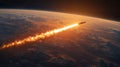 Rocket Launching Into Space With a Blazing Trail Against the Backdrop of Earth at Dusk Showcasing the Dynamics of Royalty Free Stock Photo