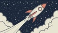 Rocket Launching into Space: Cosmic Exploration Adventure, vector design Generative AI Royalty Free Stock Photo