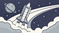 Rocket Launching into Space with Planets in Background Vector, vector design Generative AI Royalty Free Stock Photo