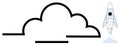 Cloud and Rocket Launch Scene Representing Innovation and Growth in Minimal Design Royalty Free Stock Photo