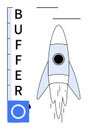 Rocket Launching with Vertical Buffer Scale Measuring Progress and Performance Levels Royalty Free Stock Photo
