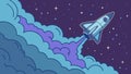Rocket launching with a vibrant, swirling trail into space, vector design Generative AI Royalty Free Stock Photo