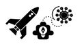 Rocket Launching a Virus or Cure into Orbit Vector Icon, vector design Generative AI Royalty Free Stock Photo