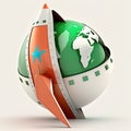 Rocket leaving mini planet earth icon Royalty Free Stock Photo