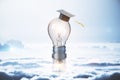 Rocket light bulb in graduate cap Royalty Free Stock Photo