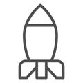 Rocket line icon. Bomb missile weapon or spaceship symbol, outline style pictogram on white background. Military or