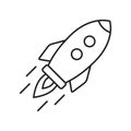 Rocket line icon. Flying rocket line icon. Royalty Free Stock Photo