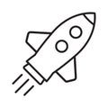 Rocket line icon. Flying rocket line icon. Royalty Free Stock Photo