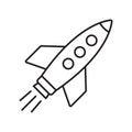 Rocket line icon. Flying rocket outline icon.