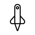 Rocket line icon isolated on white background. Black flat thin icon on modern outline style. Linear symbol and editable stroke. Royalty Free Stock Photo