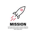 Rocket line icon. Mission sign of business company management . Aim concept. Business start up single. Vector on isolated white