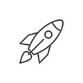 Rocket line icon, outline vector sign, linear style pictogram isolated on white.