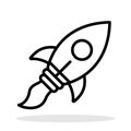 Rocket linear icon. Business start up symbol. Launch spaceship.