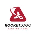 Rocket logo with orbit around the letter A or triangle shape Royalty Free Stock Photo