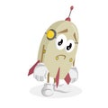 Rocket mascot and background sad pose Royalty Free Stock Photo