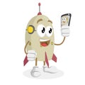 Rocket mascot and background with selfie pose Royalty Free Stock Photo