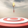 Rocket missile falling to a red target