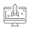rocket modeling computer program line icon vector illustration Royalty Free Stock Photo