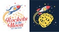 Rocket moon flies Royalty Free Stock Photo