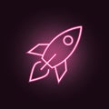 Rocket neon icon. Elements of Space set. Simple icon for websites, web design, mobile app, info graphics